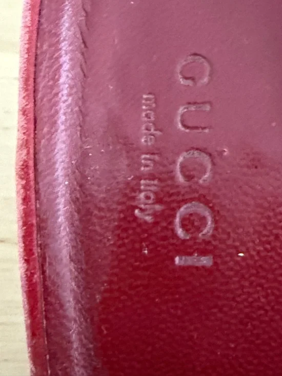 Gucci Navy GG Canvas Pointed Mules with Red Trim and Gold Hardware - Picture 6 of 10